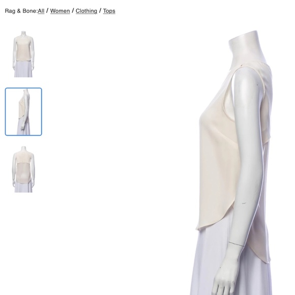 RAG & BONE Scoop Neck Sleeveless Top, Cream White - X-small - Picture 3 of 3